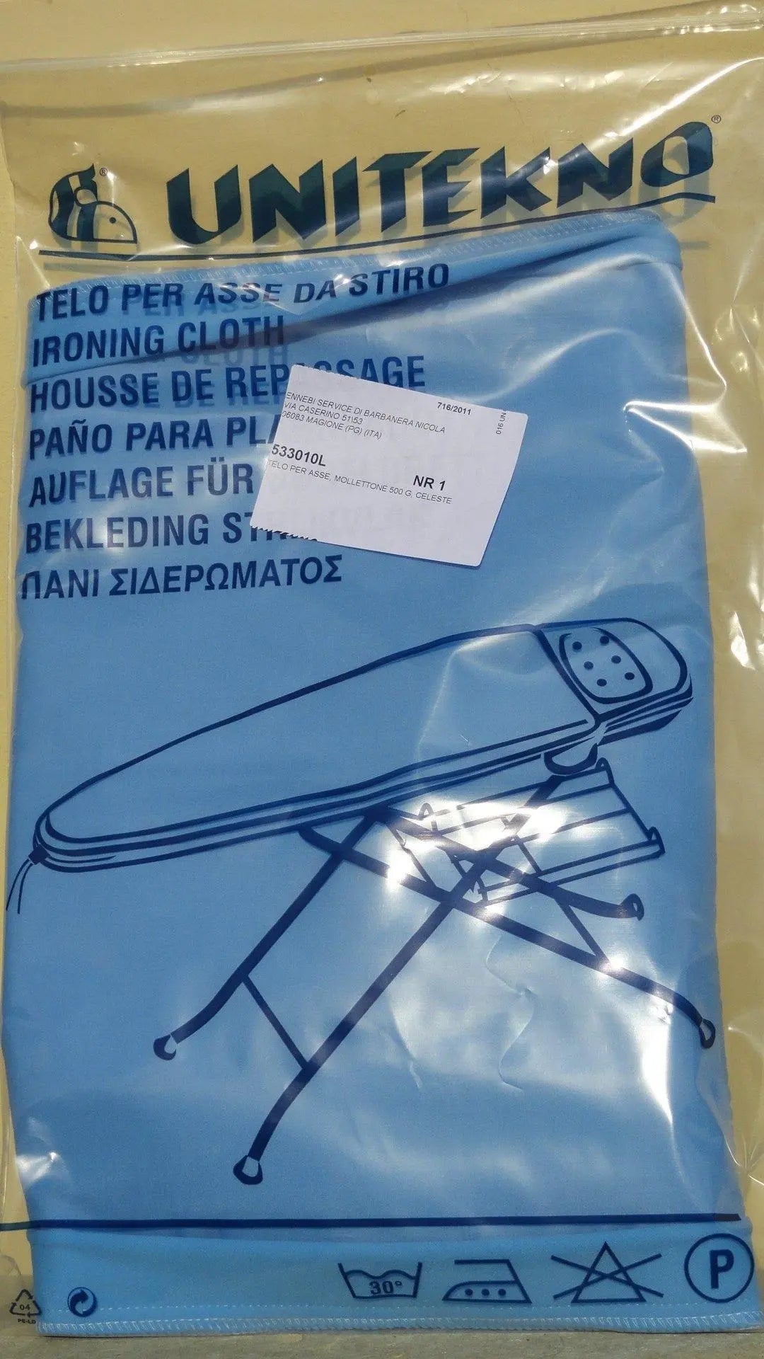 Telo mollettone per asse termoaspiranti celeste Unitekno UNITEKNO